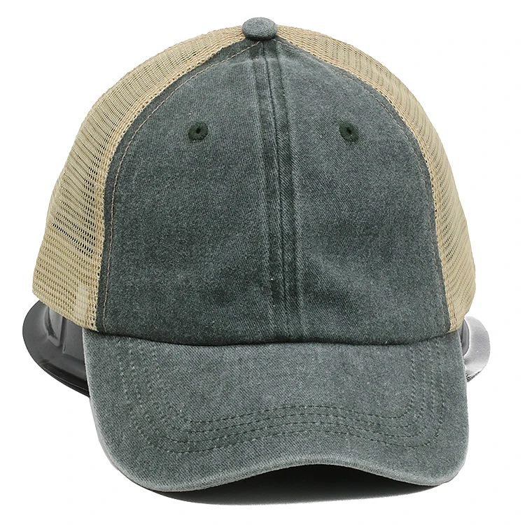 2023 High quality washed trucker cap unstructured cotton mesh back hat pigment dyed hat metal buckle sports cap for sale