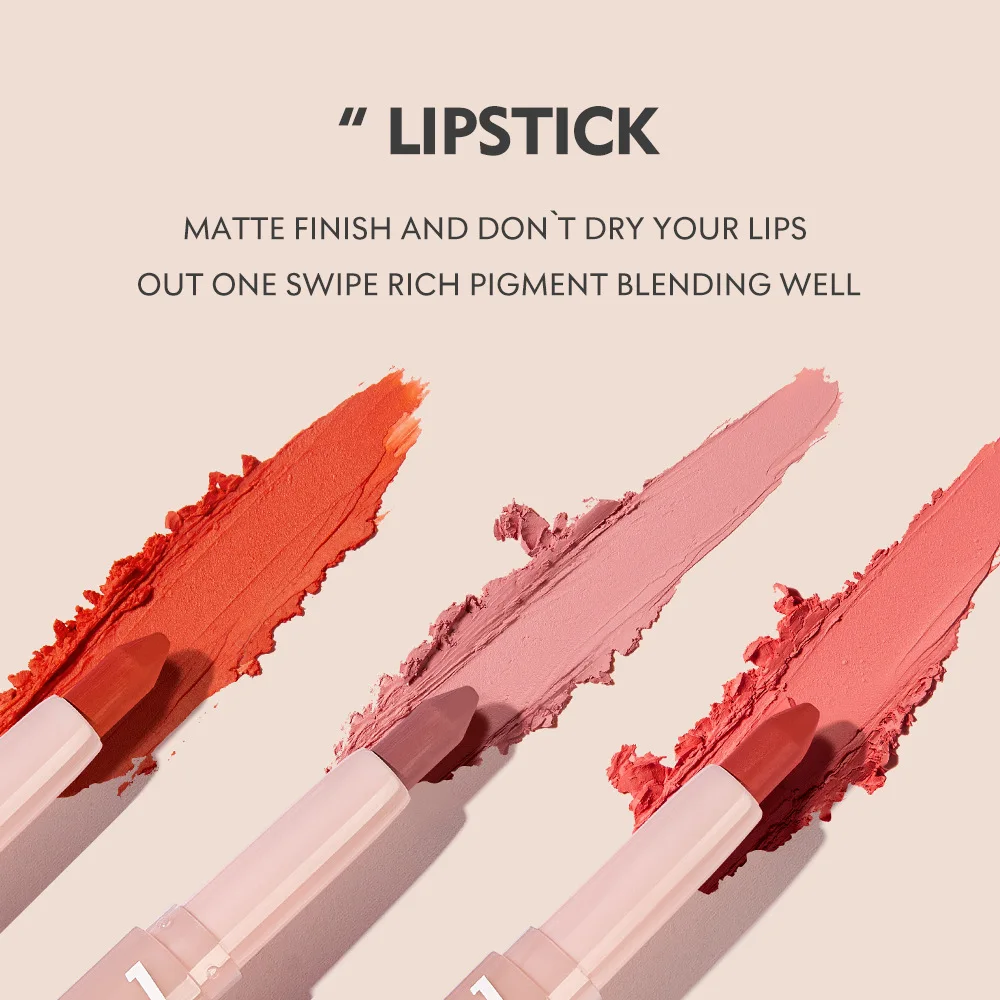 16 Colors 2 in 1 Smooth Makeup Matte Lipstick Cosmetic Cream Lip Liner
