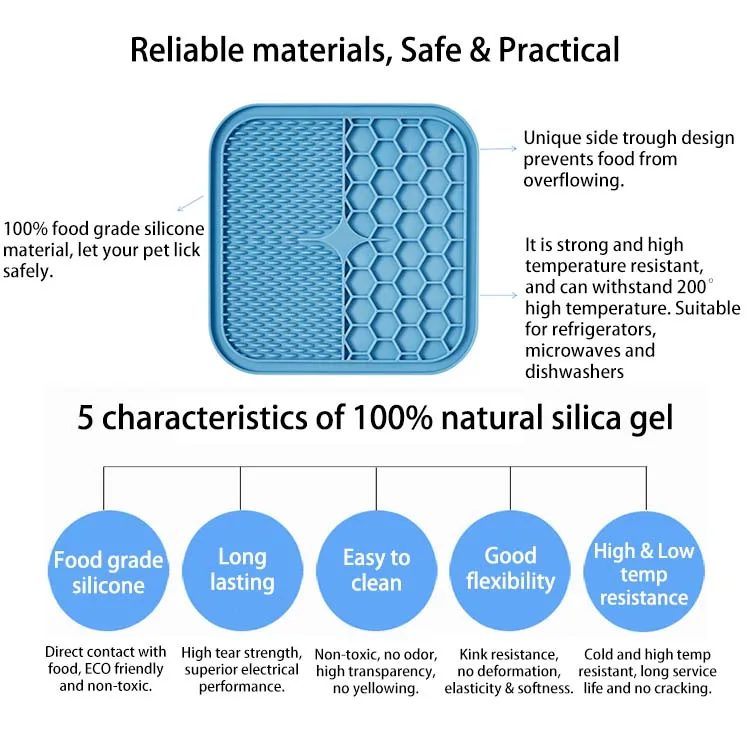 Hot Sale ECO Friendly Food Grade Silicone Anxiety Relief Calming Treat Puzzle Pet Feeding Slow Feeder Non Slip Cat Dog Lick Mat