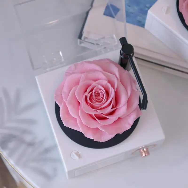 Creative Gift Perpetual Flower Phonograph Rose Box with blue tooth Gifts for Women Wife Mother Fathers Day Gift 2023