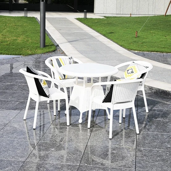 Plastic Balcony Used Garden Outdoor Furniture Round Dining Table Set
