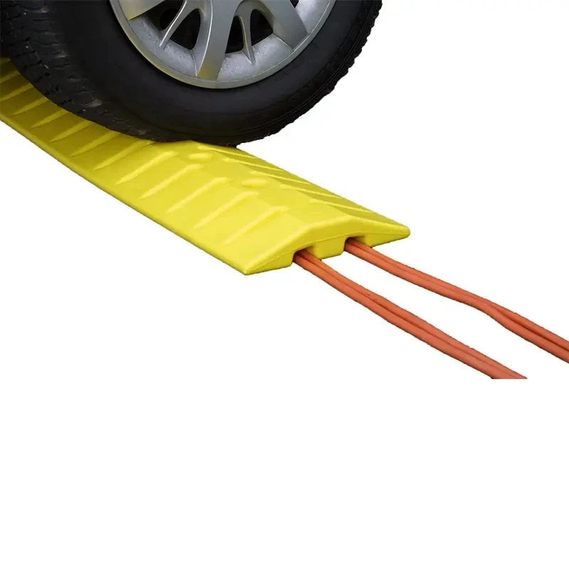 Wholesale Lightweight Durable Polyurethane Plastic Office Floor 2 Channel Cable Ramp Wire Cord Protector Drop Over Cable Covers