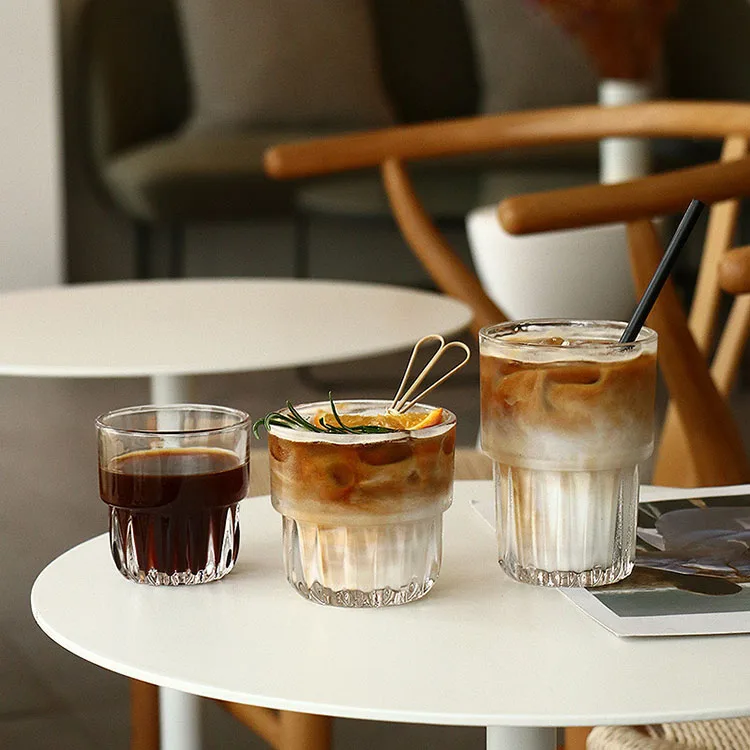 Cutelife Nordic Hot Sale Transparent Glass Coffee Water Beer Glass Cup Drinkwware Home Decoration Kitchen Table Cups For Drink