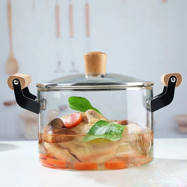High borosilicate transparent binaural glass soup pot household glass electric pottery stove stewing soup pot