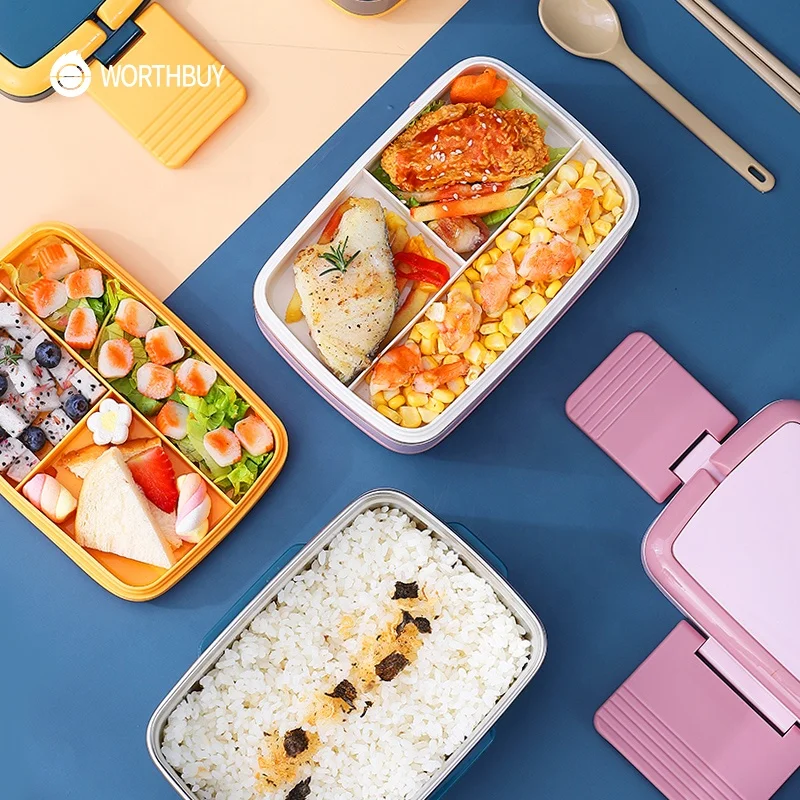WORTHBUY Japanese Lunch Box For Kids Food Container Stainless Steel Bento Box Children Portable Picnic School Lunc Box Set