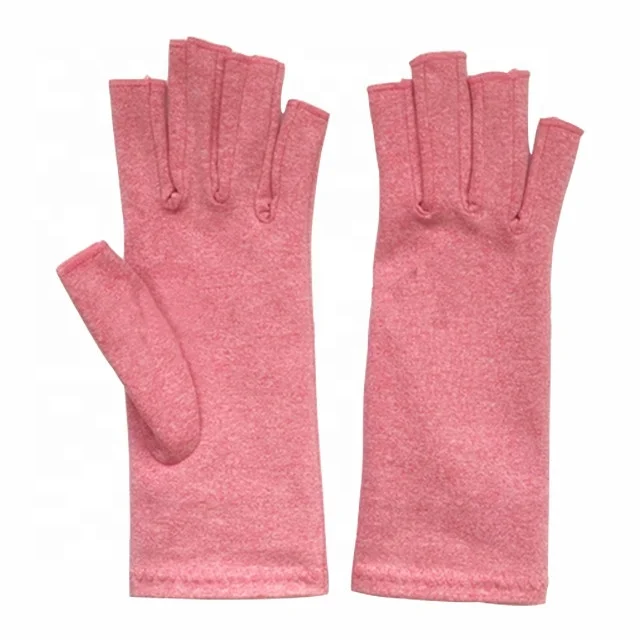 Pink Half Finger Compression Pain Relief Arthritis Glove
