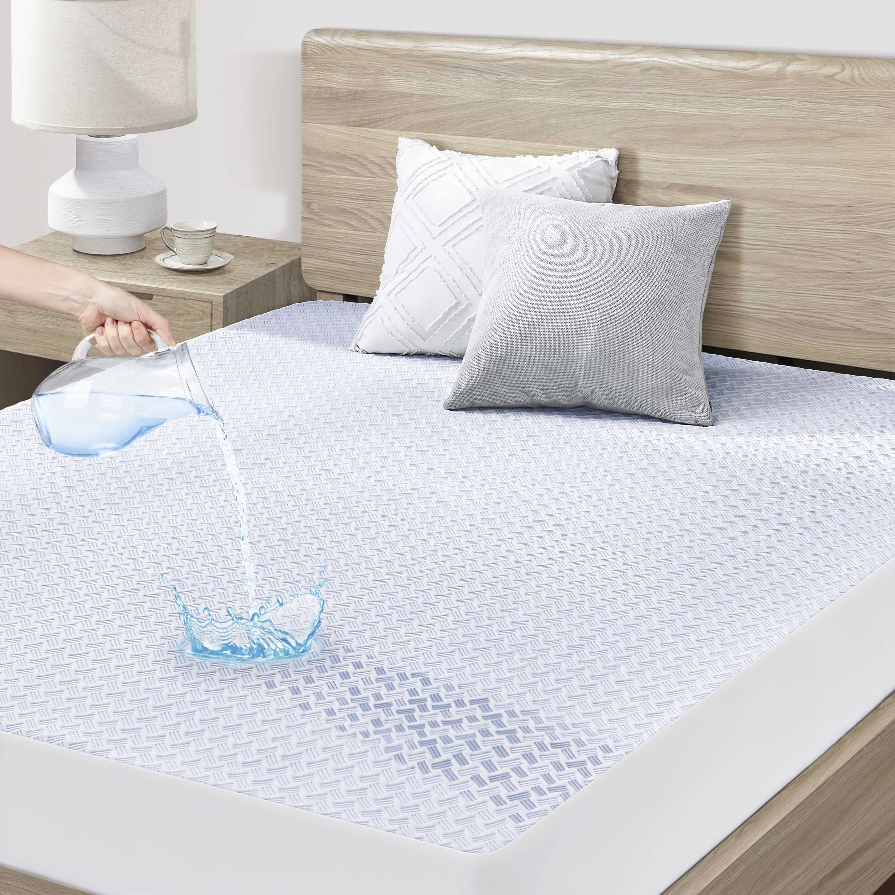 100% Waterproof Breathable&Cooling 3D Air Bamboo Rayon Mattress Cover -Soft Smooth Noiseless Mattress Pad Cover