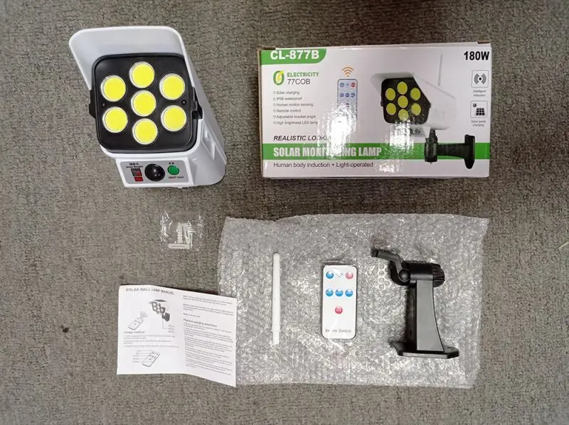 Wholesale price Security dummy cctv3 Modes 77 SMD 2400 mAh solar decorative wall lights