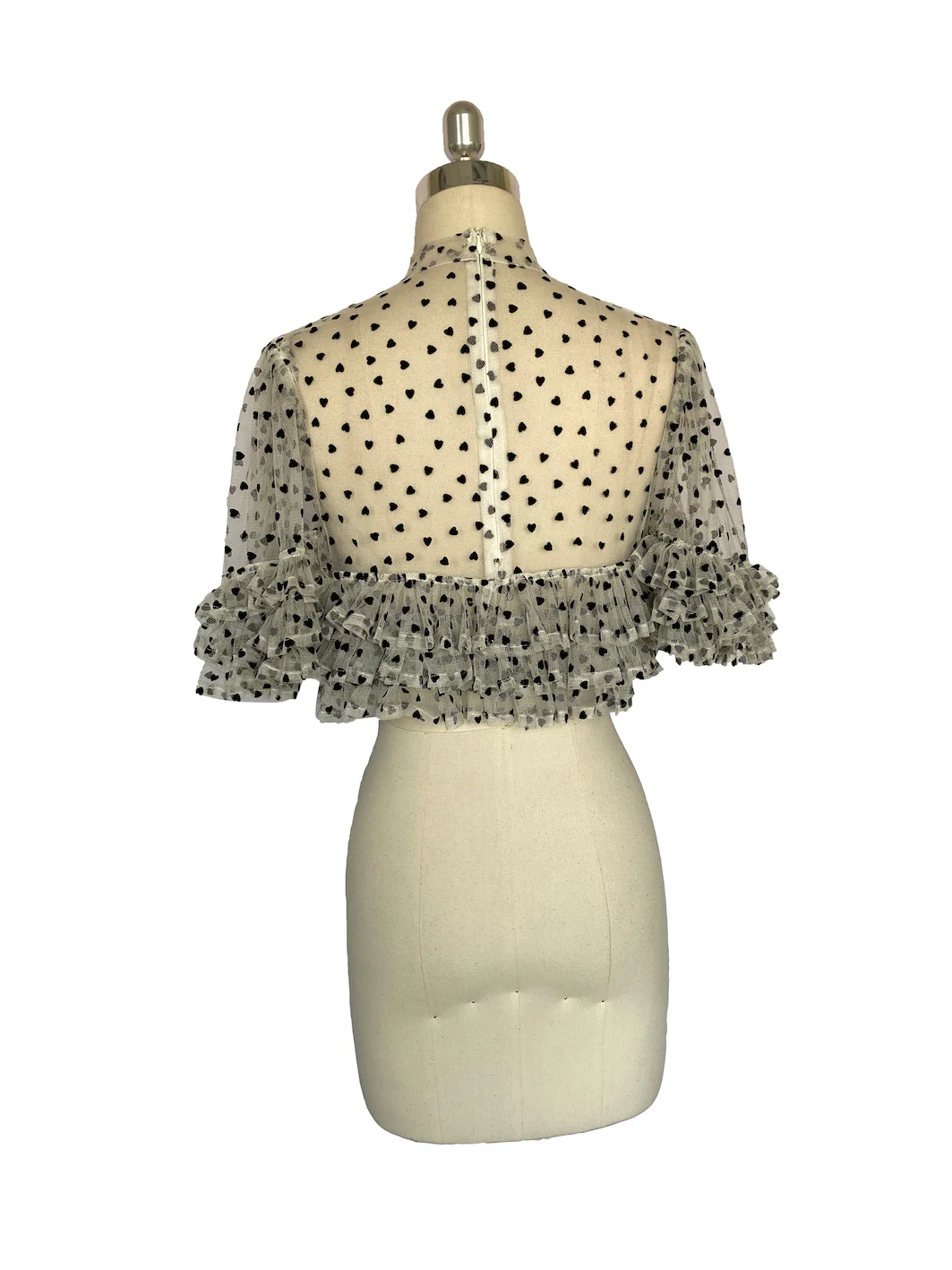 
Sexy French wavelet dot mesh chiffon blouse 