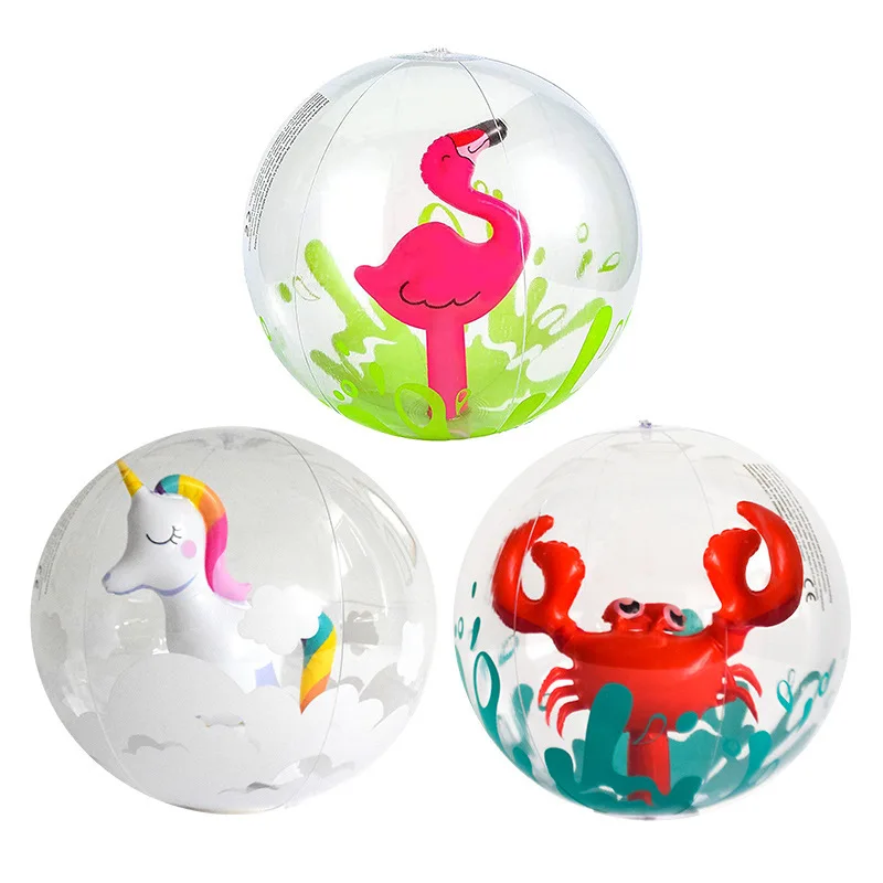 Factory  Wholesale Flamingo Unicorn Crab Inflatable Ball Beach Ball 3D