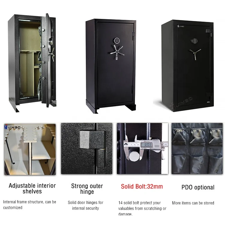 JIMBO hot sale smart metal theft Security gun locker Fireproof Gun Safe Fingerprint Gun Safe