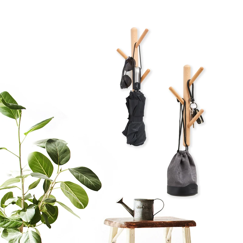 Modern Design Wall Mounted Detachable Tree Branch Wood Coat Rack Hooks