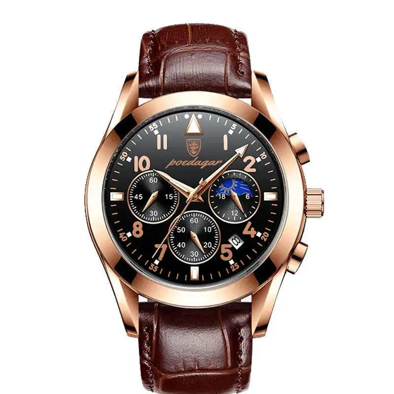 2023 New Men Watches Stainless Steel Rose Gold Wristwatch Waterproof Luminous Quartz Watches Fashion Relogio