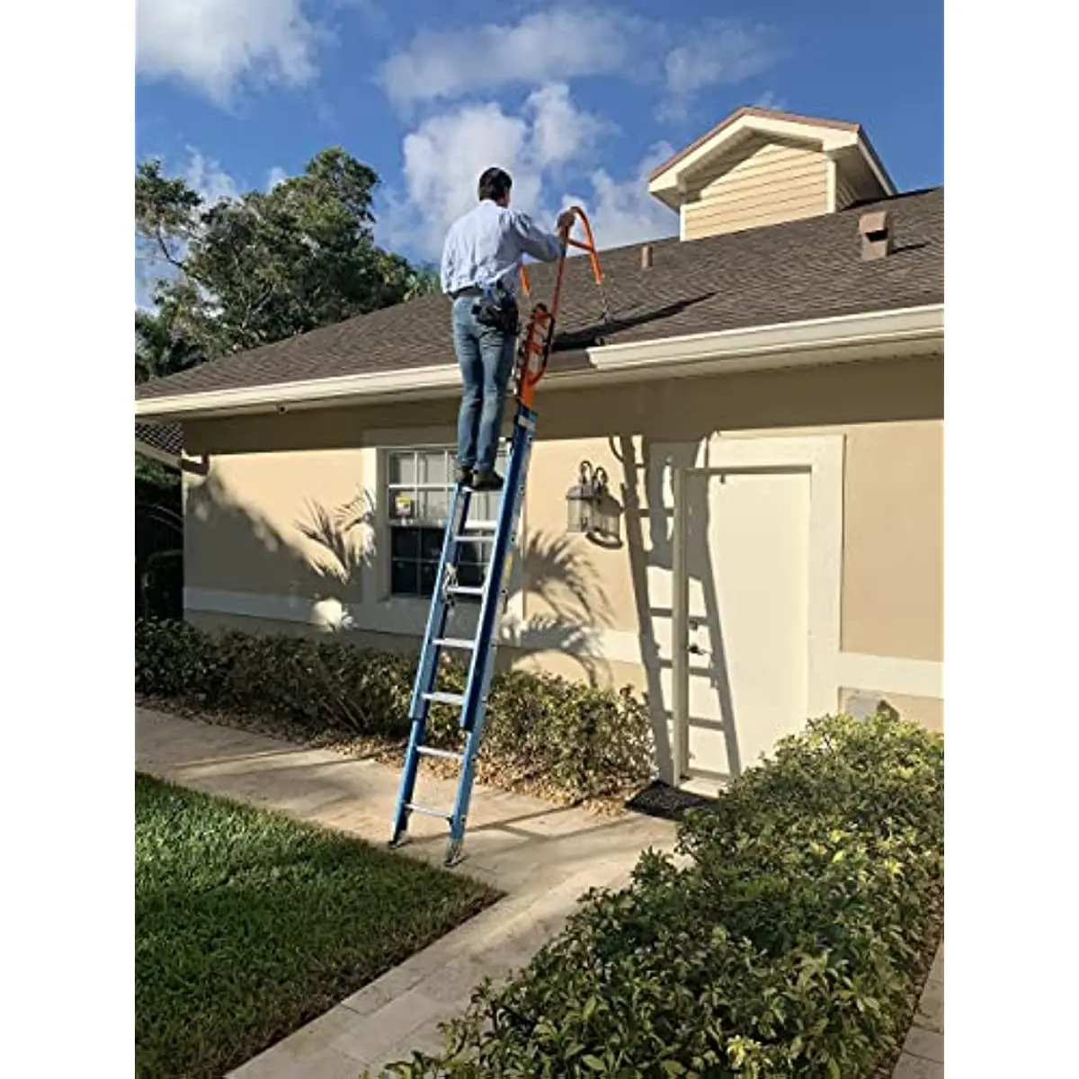 High Carbon Steel 2 pcs Ladder Tools For Roof  Work  Accessories Orange Ladder Stabilizer