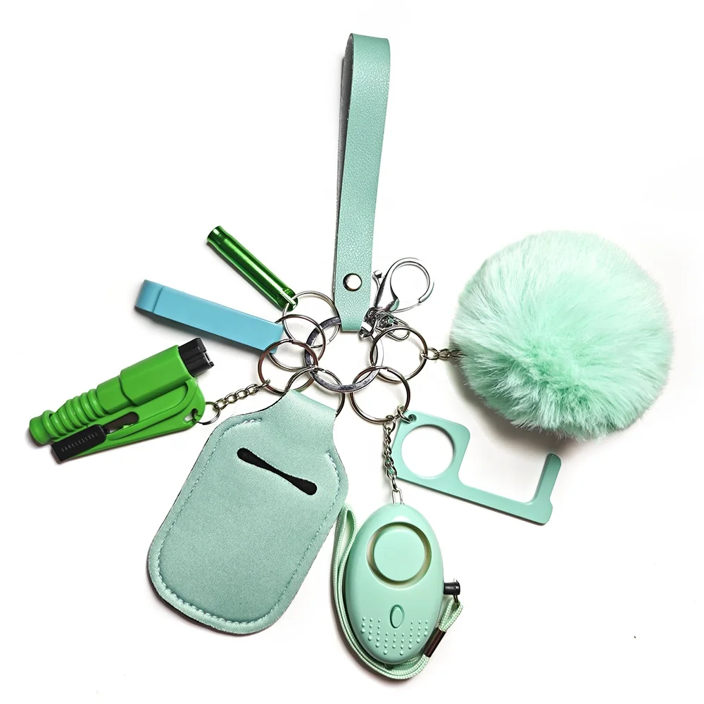 Factory price women self defense key chains supplies 8pcs Green self defense keychain set