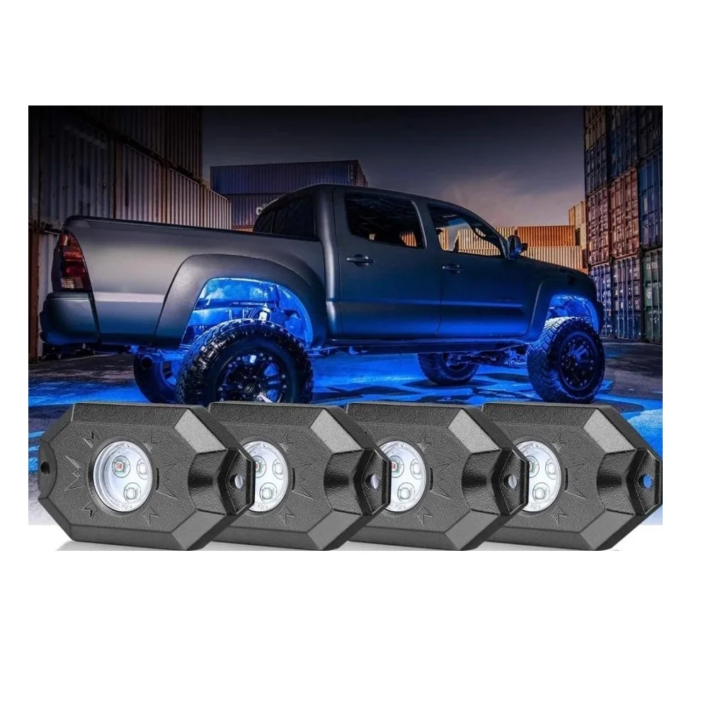 4/6/8 In 1 RGB LED Rock Lights Blue tooth Compatible APP Control Music Sync Car Chassis Light Undergolw Waterproof rock RZR