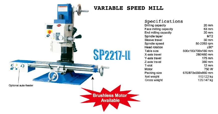 Export to Europe best quality bench milling machine SP2217 manual mills optimum with drill capacity 16mm 20mm 25mm 32mm