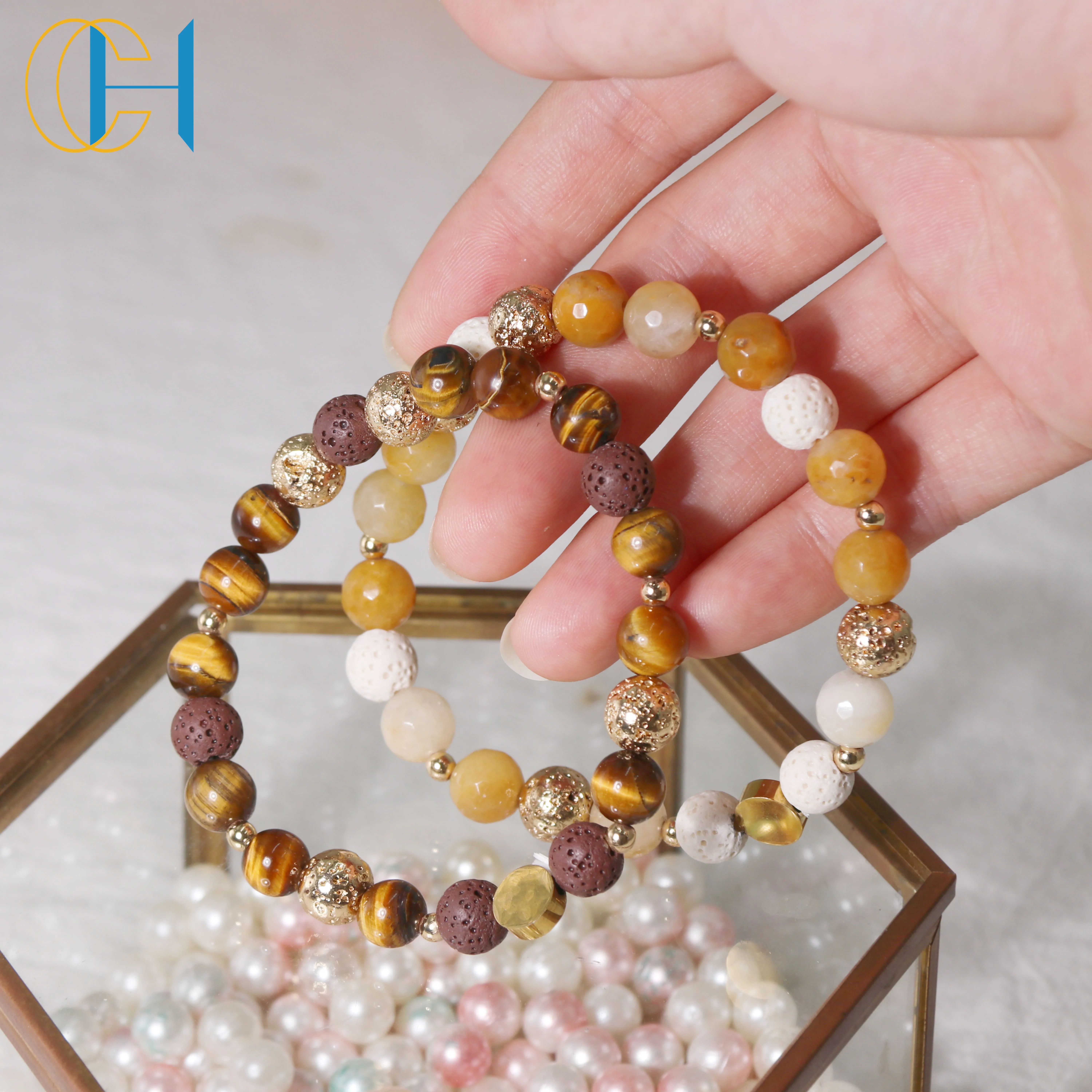 C&H OEM Rose Quartz Amethyst Essential Fragrance Oil Massage Oil Bracelet