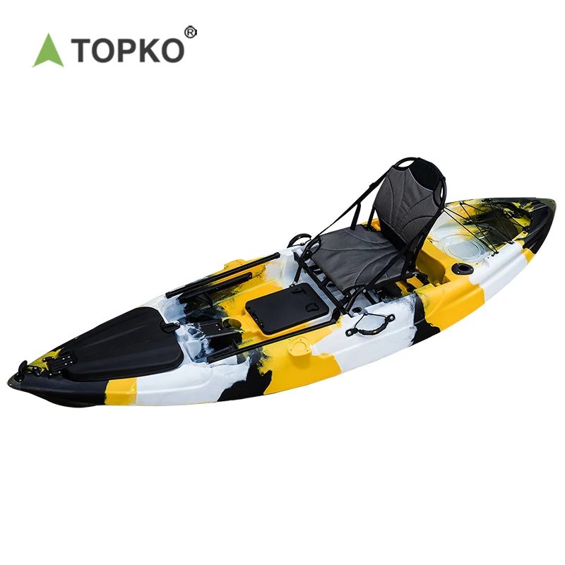 TOPKO wholesalewaterproof travel drop stitch sea canoe/kayak de pesca a pedales fishing foot pedals boat for cheap sale