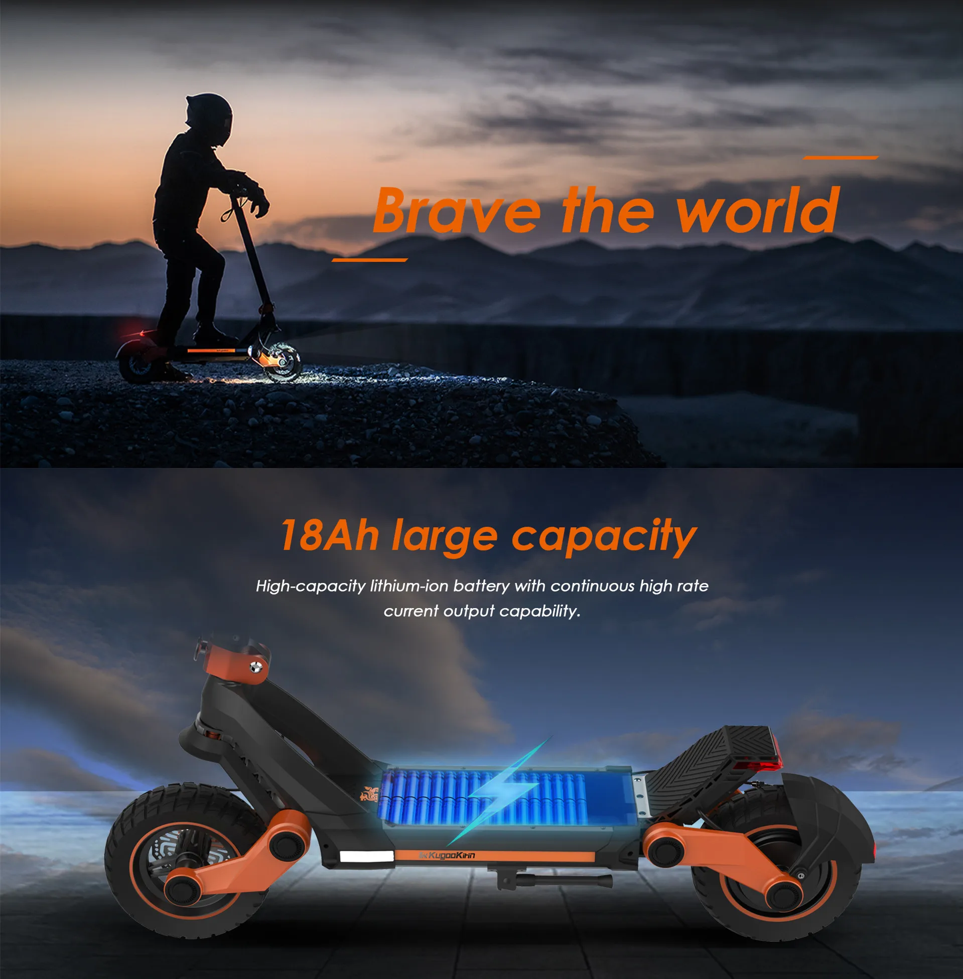 [ EU Stock ] KugooKirin G3 Adventurers Dream Electric Scooter 1200W rear motor 52V 18Ah Lithium battery touchable display
