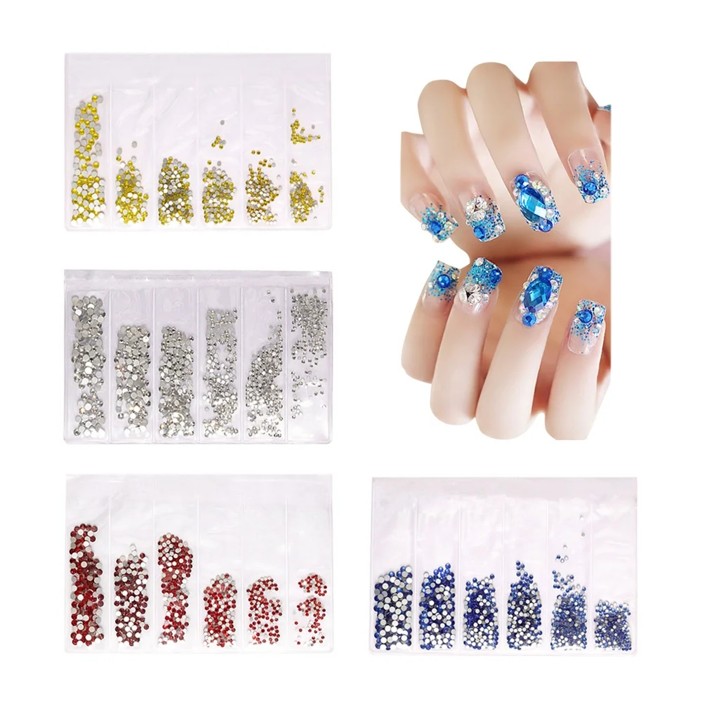 Wholesale Bulk 3D Flatback Iridescent Clear Gem Diamond Nail Art Accessories Glass AB Color Crystals Nail Rhinestones Kits