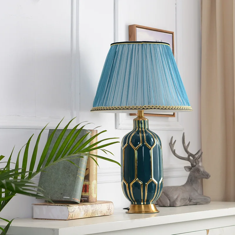 Gold Metal Ceramic Vase Side Table Light E27 Hotel Home Decor Desk Lighting Modern Bedroom Bed Lamp Luxury Bedside Table Lamp