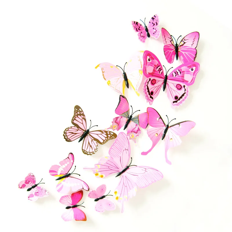 12 pcs Butterfly Wall Decals  3D Butterflies Decor for Wall Removable Mural Stickers Home Decoration Kids Room Bedroom Decor