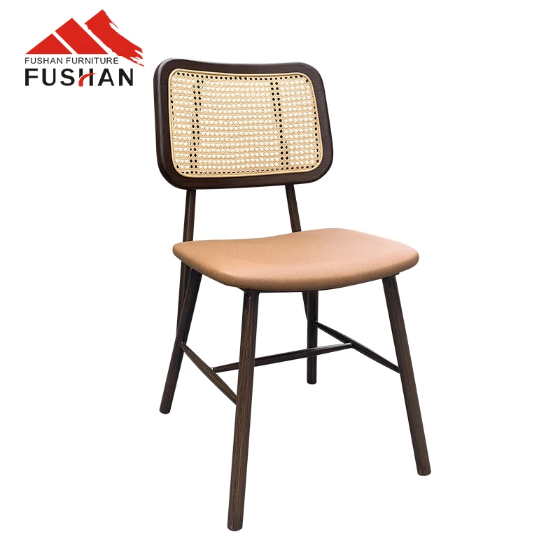Manufacturer 2023 new design  Bistro Chairs  metal frame PE Rattan back indoor restaurant Chair