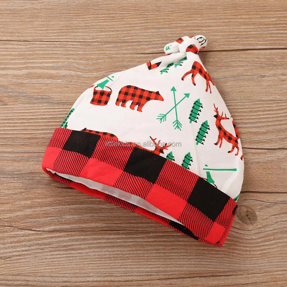 Newborn Baby Clothing Plaid 3 Pieces Set My First Christmas Cotton Baby Rompers Set
