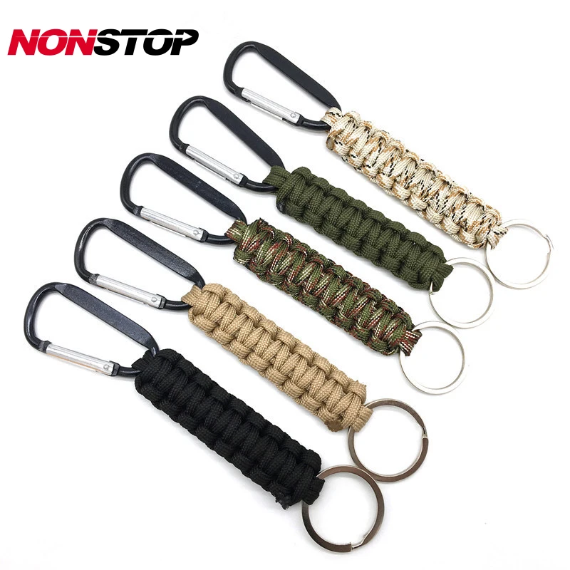 EDC  Paracord Keychain Carabiner Survival Tool Outdoor Survival Kit Parachute Cord Keychain Emergency