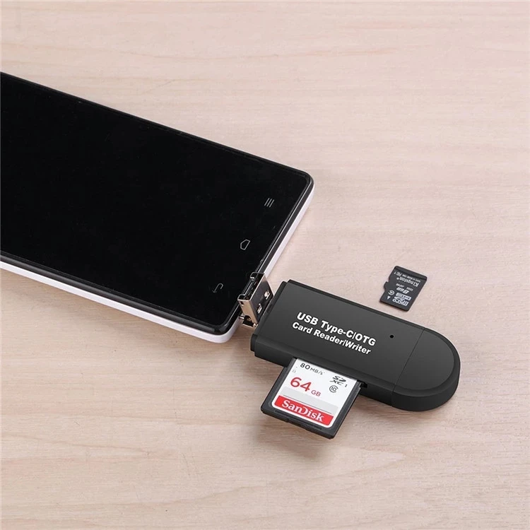  YC320 Тип C / micro USB 3 в 1 Универсальный складной многофункциональный TF SD кардридер для