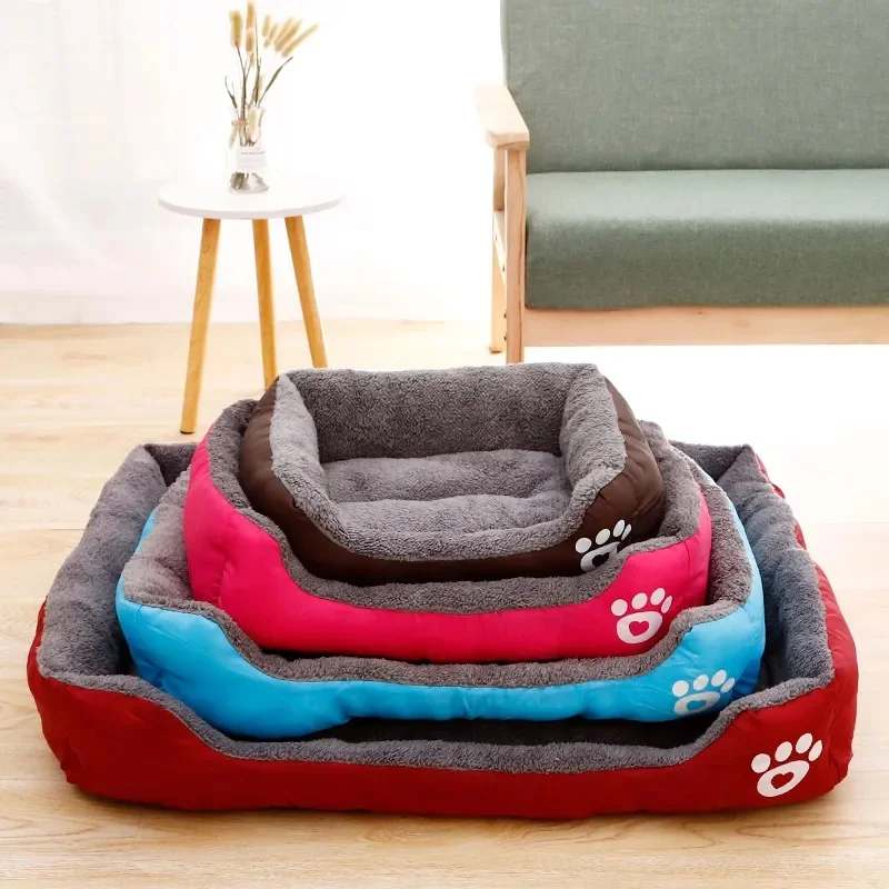 Warm Corduroy Padded Big Dog Bed Print Pet Large Dog House Pink Soft Fleece Cat Puppy Bed House Petshop Nest Dog Baskets