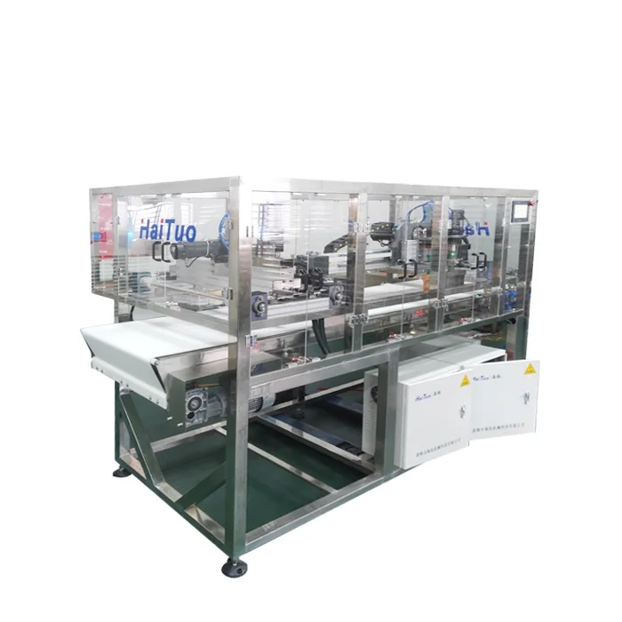 Inline ultrasonic food cutting machine for cake, bread mass production