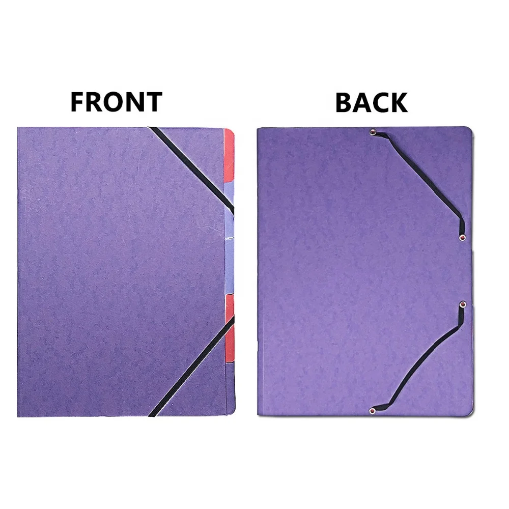 2024 Factory Lehui High Quality Assorted Colors Index Paper Cardboard Divider File Folder With Elastic Bands