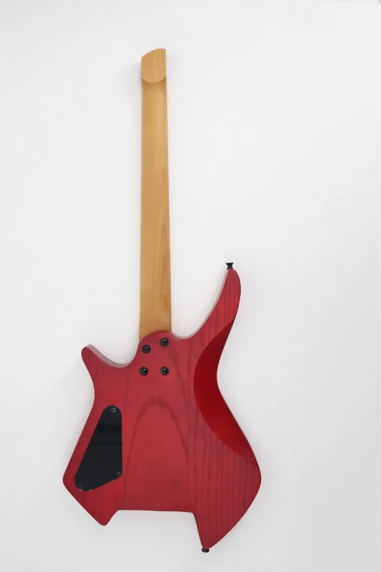 Прямая Продажа с фабрики Высококачественная синяя электрогитара без головы многоцветная имеющаяся в наличии Тигровая полоска шпон музыкальный инструмент