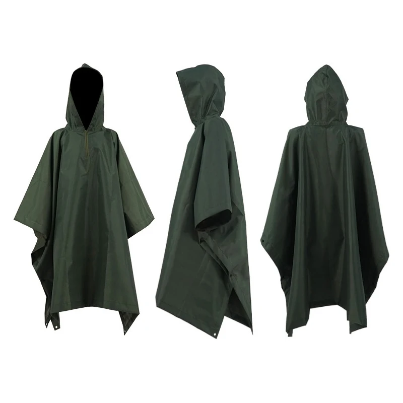 Impermeable PVC Polyester Outdoor Activities Tactical Camouflage Square Cloak Poncho Rain Cape Raincoat