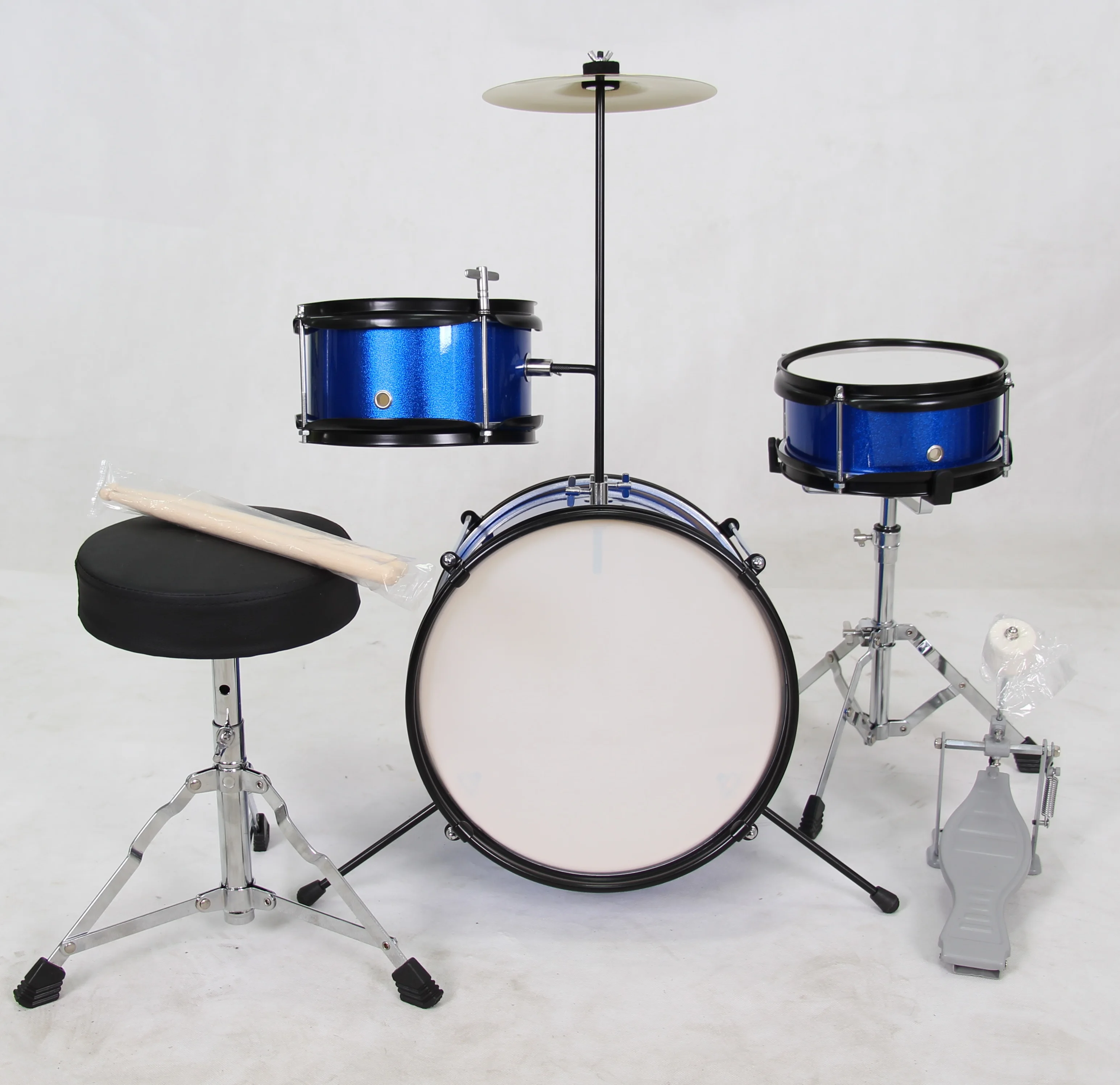 Thickening Custom Simple Style Junior 3-pc Sell Well Thick Tone Blue Drum Kit