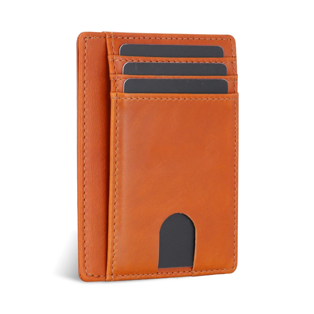 Custom brand Slim Minimalist Front Pocket RFID Blocking Leather Wallets for Men and Women Credit Card Holder