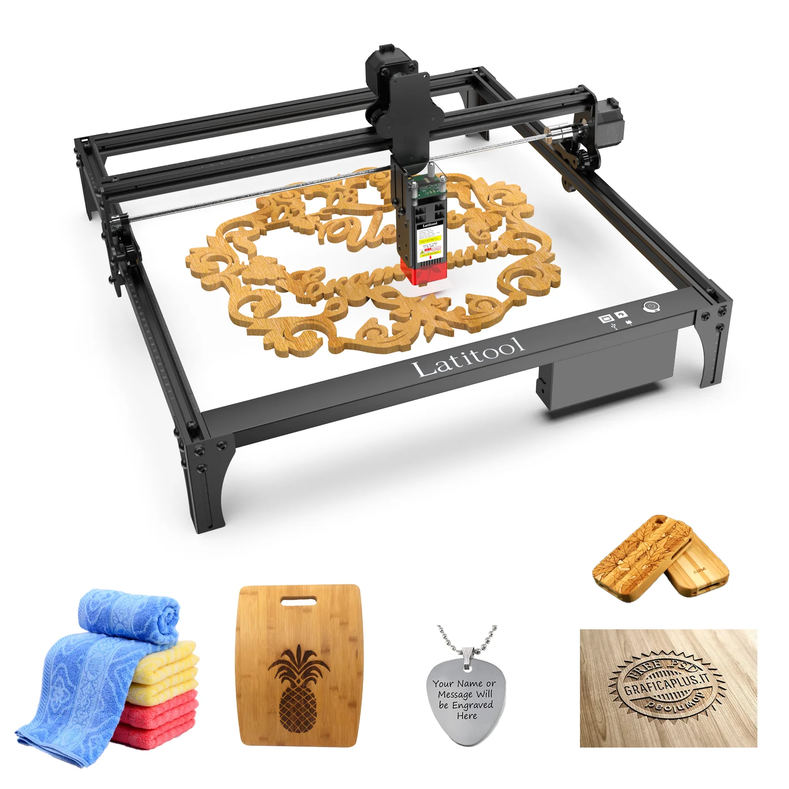 Latitool F50 5000MW 41x41cm DIODE Mini Laser Engraver Machine CNC Engraving Machine For Pebble Stone Engraving Machine