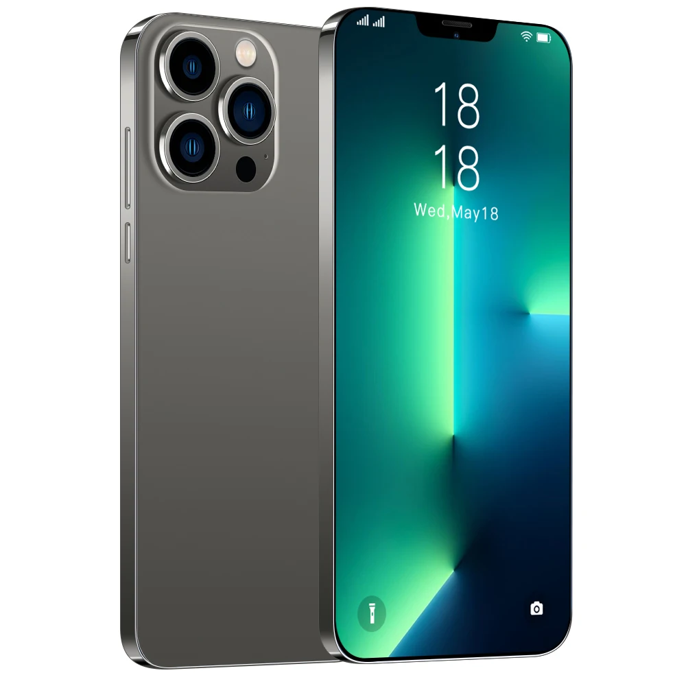 Free shipping 50Rear HD camera new i13 Pro Max 6.8 inch Full Display Android system With Face  Unlock telephone