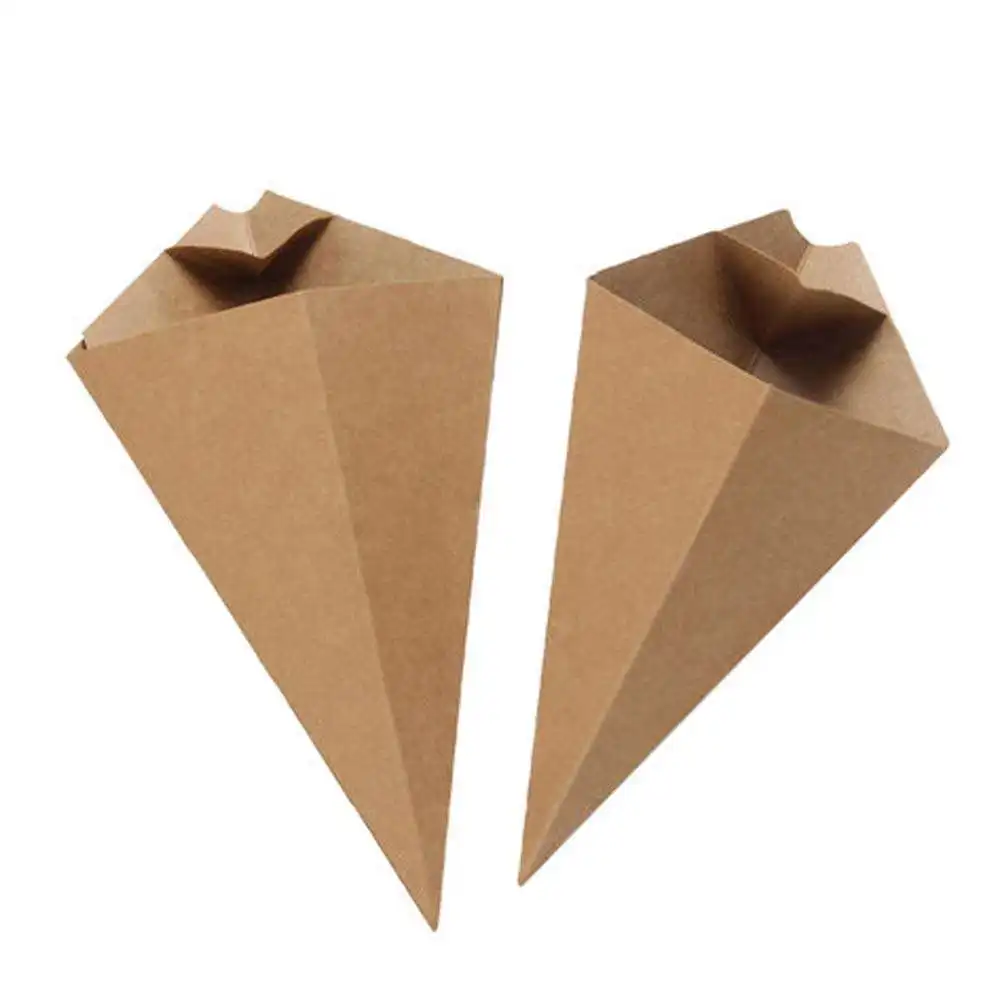 Printed Waffle Holder Packaging Paper Box  Wax Paper Cone For Crepes French Fries