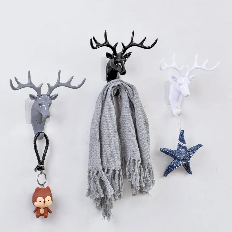 Wholesale Wall Hanging Hook Vintage Deer Head Antlers for Hanging Clothes Hat Scarf Key Deer Horns Hanger Rack Wall Decoration
