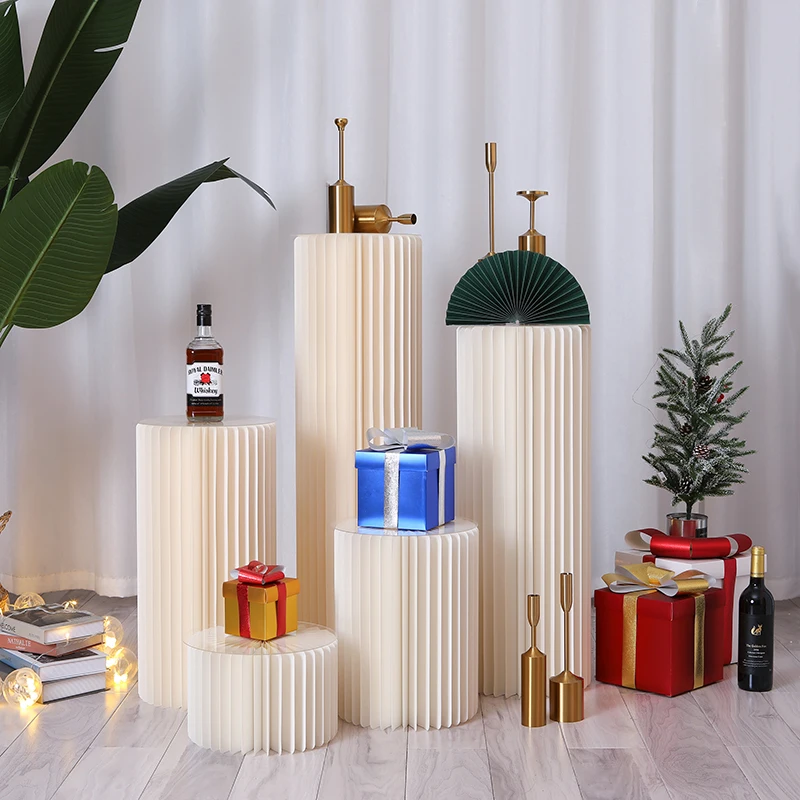 Custom Shape Acrylic Cylindrical Foldable Dessert Table Buffet Origami Bird Cage Shape Marvel Vase Dessert Table