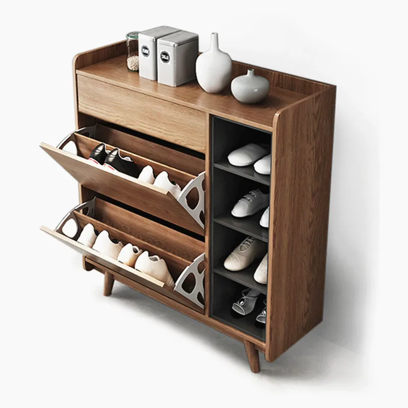 
Modern wooden shoe rack storage cabinet with wood legs 