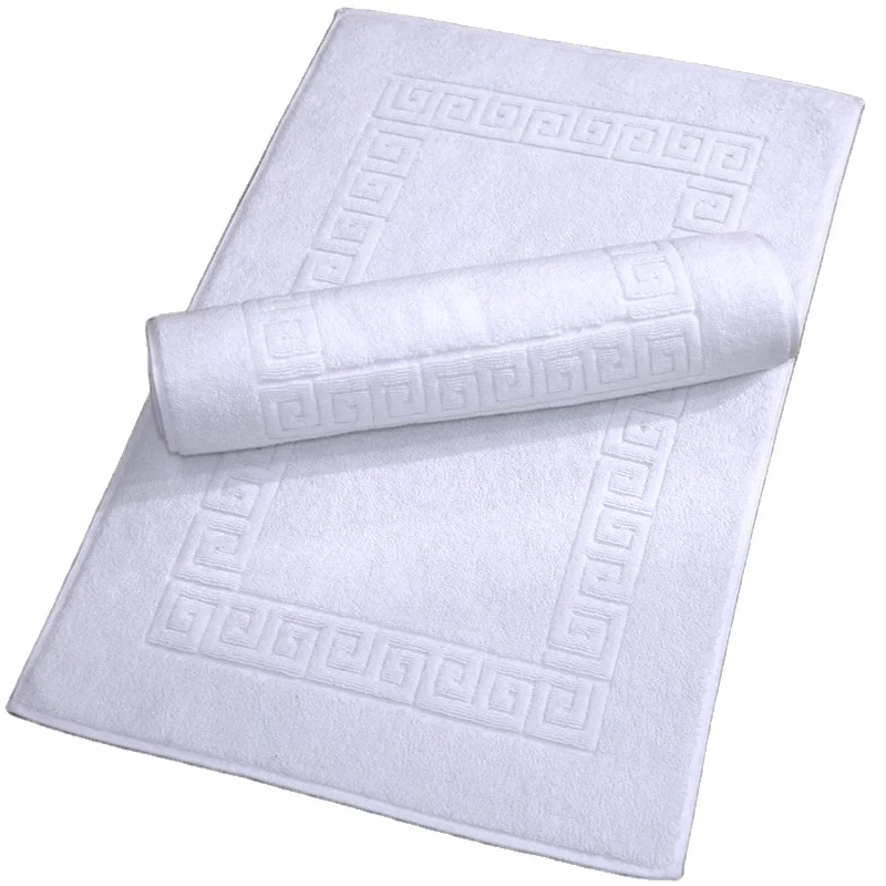 Easton High Quality 100% Cotton Hotel White Embossed Jacquard Hotel Bathroom Anti Slip Bath Mat