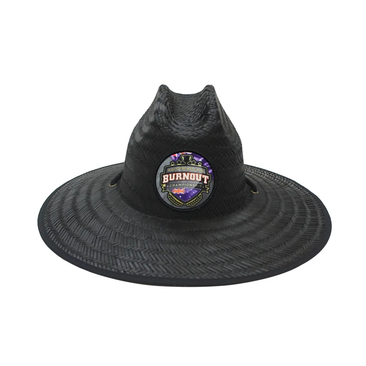 JAKIJAYI  Hot selling Australia custom logo man straw hat beach men  natural adjustable cowboy  lifeguard straw hat