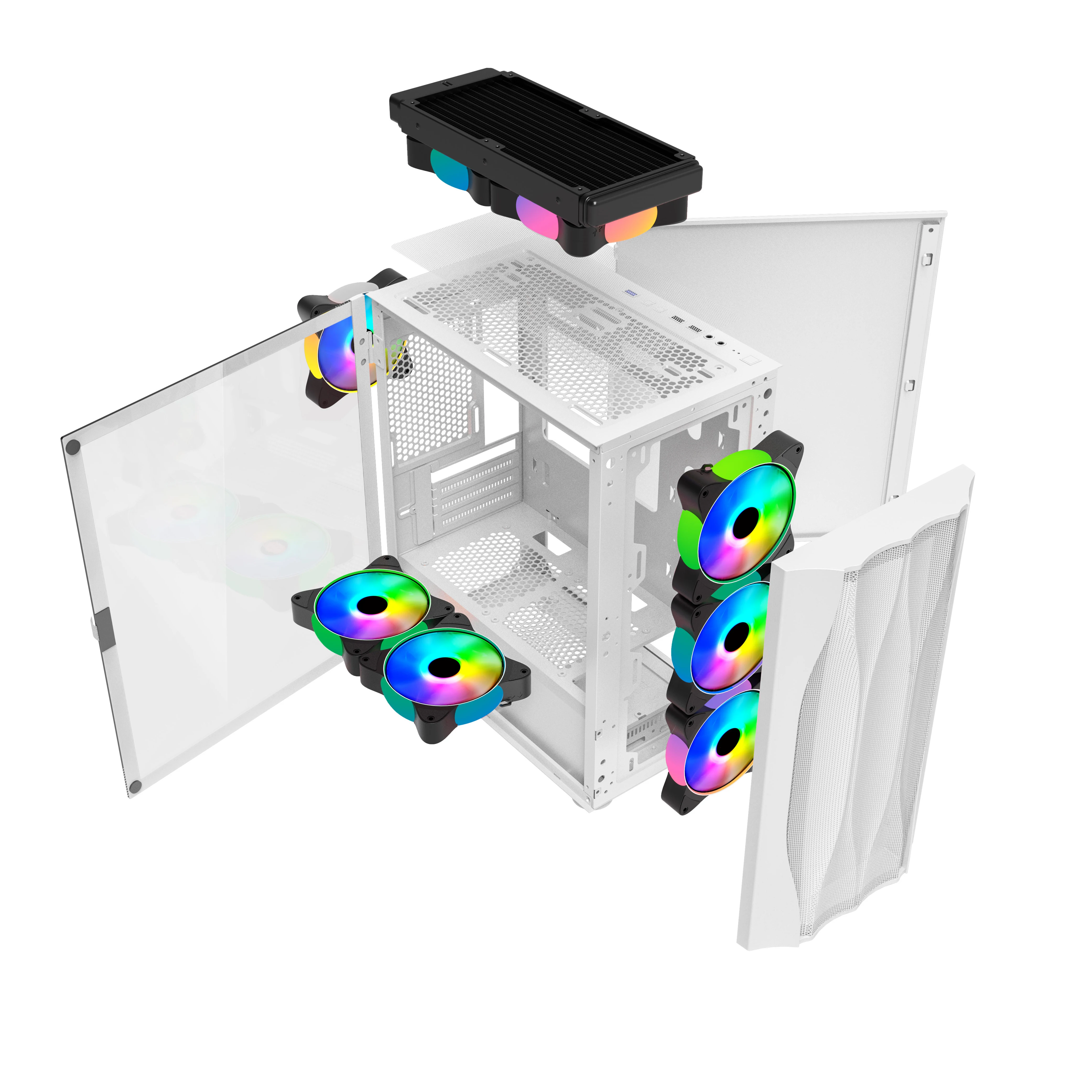 wholesale desktop custom glass btx plexiglass with fan desktop led mid tower boitier pc gamer cpu case