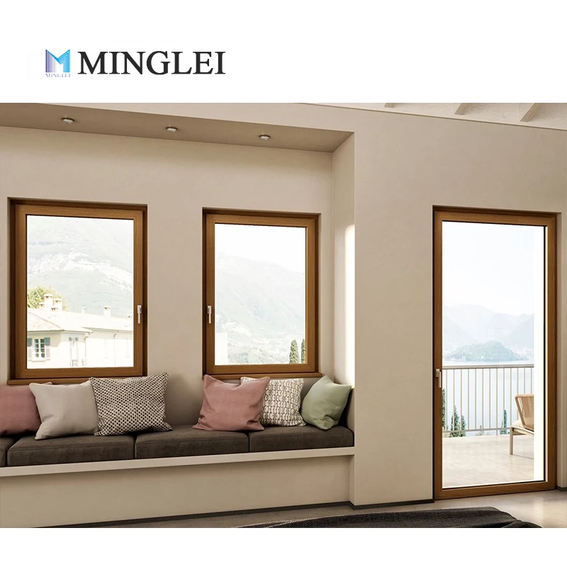 Wholesale Tempered Glass Aluminum Clad Wood Window Customized Double Casement Windows for Villa