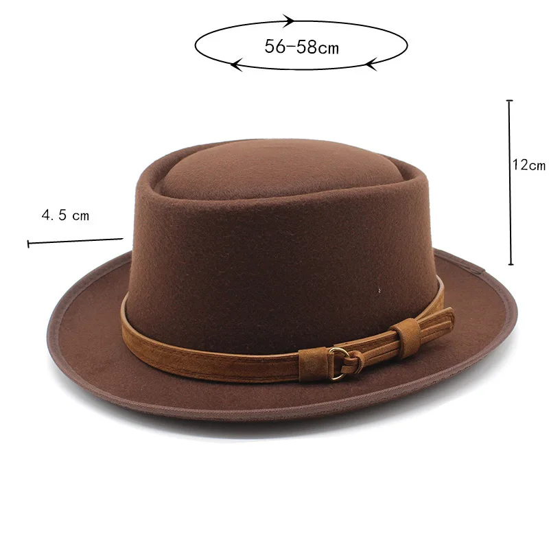 New Designer Small Brim Flat Top Fedora Hats For Unisex High Quality Vintage Jazz Cowboy Casual Fedora Hats With Belt