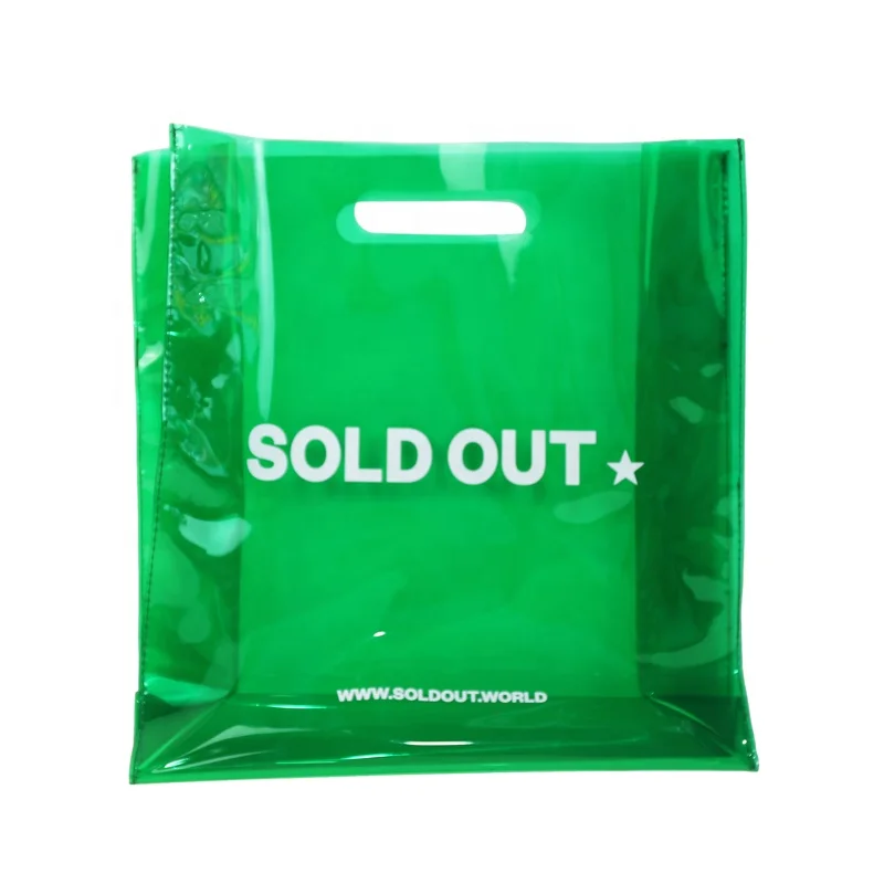 Fashion die cutting wide bottom transparent pvc cool beach shopping portable tote bags